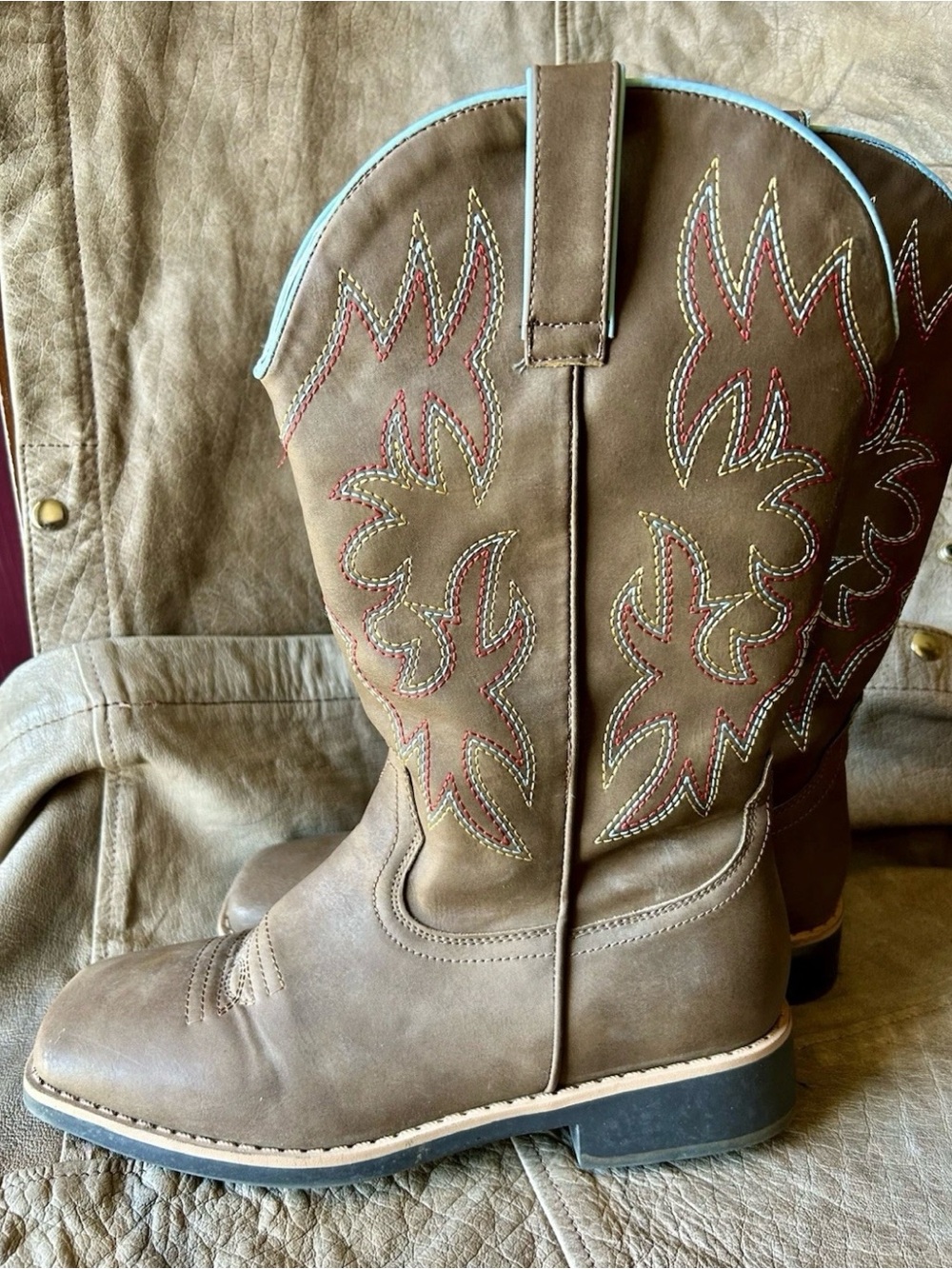 SheSole Square Toe Western Boots - Mid Calf, Embroidered - Size 9/9.5